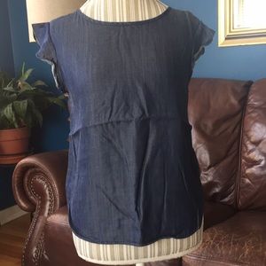 Chambray flutter sleeve top